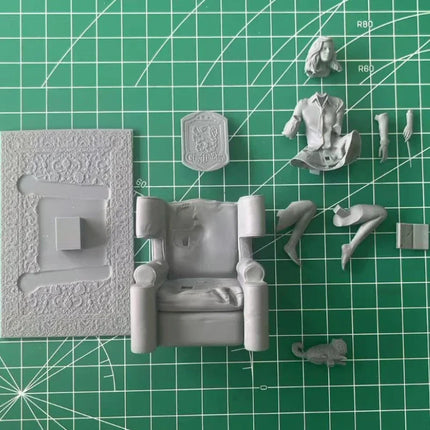 1/24 Scale DieCast Resin Figure Model Kit Wizardess on The Sofa Hobby Miniature Toys Unassembled Unpainted DIY Diorama