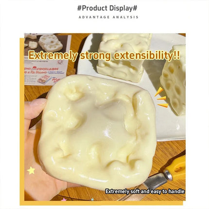 In Stock Jumbo Cheese Cube Stress Ball Shapeable Squeeze Decor Non-Bounce or Bounce ASMR Sensory Anti-Stress Relief Squishy Toy