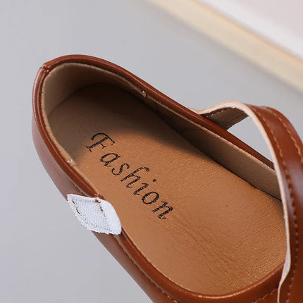 Girls Black Leather Shoes for Wedding Party Back To School Flats Kids Mary Janes Simple Classic Soft Anti-skid Kids Casual Shoes