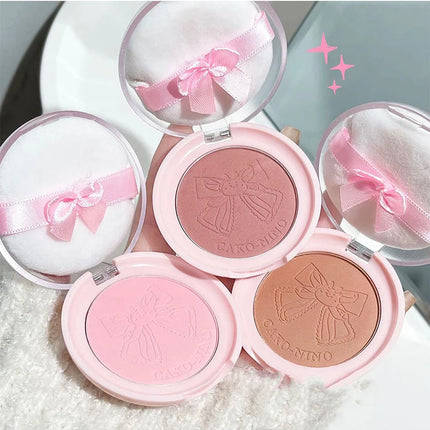 Wish Bow Cute Blusher Lasting Not Easy to Fly Powder Pink Blush Face Brighten Shading Rouge Rubor Korean Dupes Makeup Cosmetics