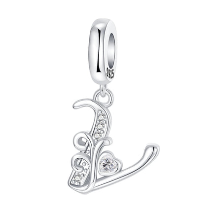 925 Sterling Silver  A-Z 26 English Letters Retro Fashion Pendant Fit Original Bracelet Charm Beads Necklace Diy Female Jewelry