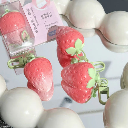 Strawberry Keychain Temperature Color Changing Lipstick Long Lasting Moisturizing Nourishing Lip Balm Cute Lip Gloss Cosmetics