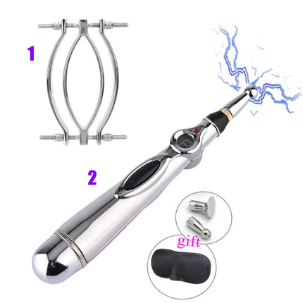 Electric Shock Vagina Pen Labia Clips Nipple Clamp Bdsm Bondage Clit Stimulator Set Restraint Strap Mouth Gag Vibrator Sex Toys