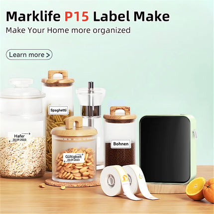 MarkLife P15 Thermal Label Printer Mini Portable Wireless Bluetooth-compatible Labeling Sticker Machine for Home Office