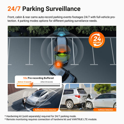 Vantrue N4 Pro S 3 Channel DashCam STARVIS 2 HDR IR Night Vision 4K+1080P+2.5K Waterproof Rear Camera Wi-Fi GPS 24h Parking Mode