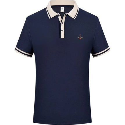 100% pure cotton high-end brand men's short sleeve polo shirt 2026 summer luxury fashion bee embroidery golf top casual T-shirt