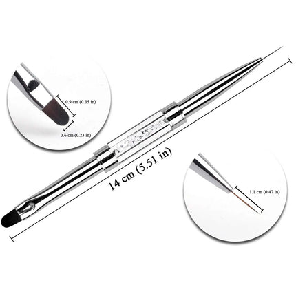 Dual-ended Nail Design Brush Rhinestone Handle UV Gel Nail Brush Professional Nail Art Tools