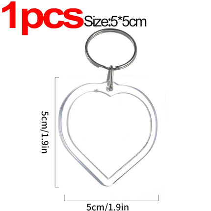 1/20Pcs Blank Acrylic Picture Keychain DIY Clear Insert Photo Split Key Ring Frame Key Chains Couple Anniversary Graduation Gift