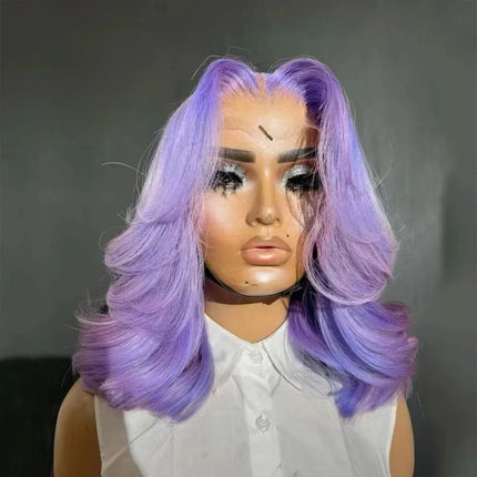 Black And White Highlight Wig 13x4 HD Short Body Wave Lace Front Wig Synthetic Pre Plucked Glueless Daily Wear On Clearance Sale