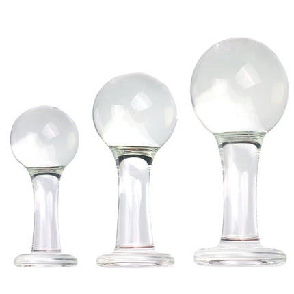 VaHpp Glass Anal Plug Round ball With handle Diameter 4.5/5.5/6cm Sex toy Anal masturbation Dilation Training Transparent Smooth