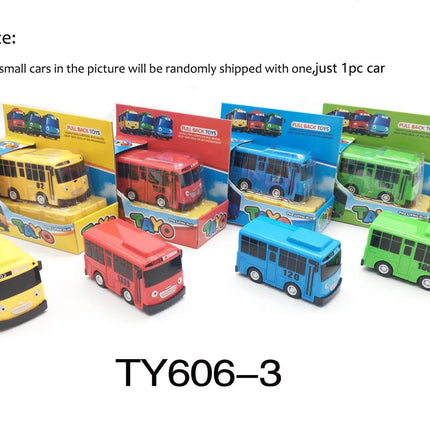Mini Pull Back Tayo Bus Toy Set with Openable Doors, Sliding Cartoon Vehicle Toy for Kids Boys, Educational Traffic Playset Gift