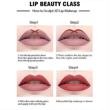 14 Color Nude Matte Lipstick Pencil Long-lasting Waterproof Lip Pencil High Pigmented Lip Liner Lip Makeup Tool