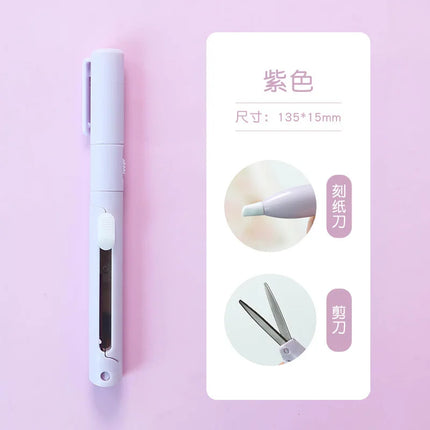 2 In 1 Multifunction Hand Account Cutting Folding Scissors Mini Engraving Knife Scissors Paper Trimming Utility Knife For Office