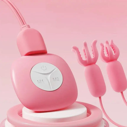 Wired vibrating breast clip multi-mode chest stimulator with remote control pink silicone nipple adult sex toy for women