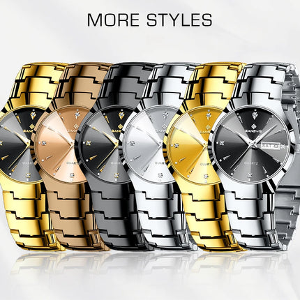BANGWEI Luxury Business Men's Wristwatch Stainless Steel Waterproof Luminous Man Watch Date Week Fashion Quartz Watches For Men