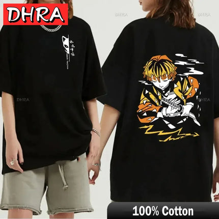 Japanese Anime Demon Slayer Graphic Zenitsu Shinobu T-Shirt Fashion Tanjiro Inosuke Zenitsu Womens T Shirt Men Tees Nezuko Tops