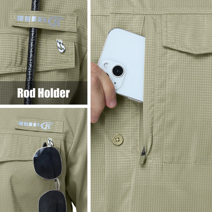 Men's Short Sleeve Shirts UPF 50+ Quick Dry Sun Protection Workout Cargo Shirts Breathable Hiking Fishing Shirts with Pockets