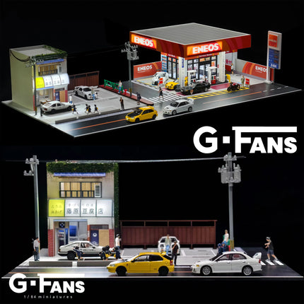 G Fans 1/64 Scale Diecast Car Garage Diorama Model Miniature Parking Lot Scene for Vehicle Display and Toy Background Collection