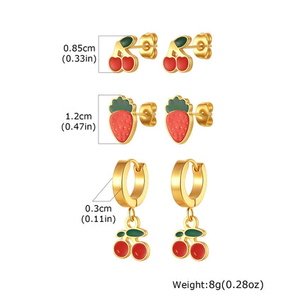 Vnox 6pcs/set Stainless Steel Stud Hoop Earrings Simple Classic 18K Gold Plated Earrings For Women Holiday Jewelry Set Wholesale