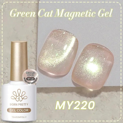 BORN PRETTY 10ml Green Cat Magnetic Gel Ultra Shine Holographic Glitter Semi Permanant Soak Off UV LED Gel Varnish For Manicure