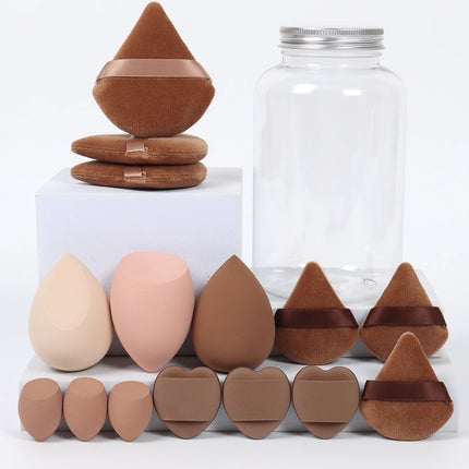 Spring 15 Cans,3 Loose Powder Puffs & 3 Mini Loose Powder Puffs & 3 Mini Makeup Eggs & 3 Mini Air Cushion Puffs, Foundation Mix