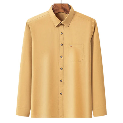 100% Pure Cotton Men's Shirts Long Sleeve Solid Soft Regular Fit Formal Dress Shirt Social Blouse Male Clothes 6XL 7XL