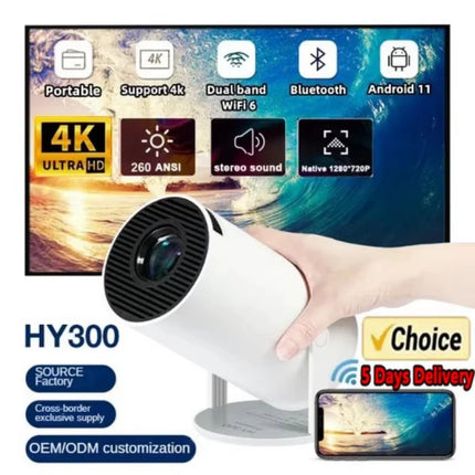 HY300 Video Game Projector 2026 New Outdoor portable 4KWifi 1080P 1280 720P HD Home Cinema Video Movies LED Projetor
