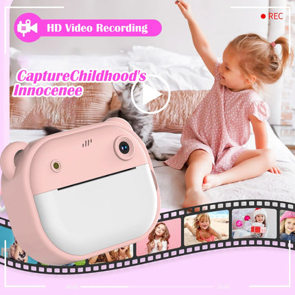 Kids Camera Instant Print Photo, Portable Thermal Printing Camera Toy with HD Digital Video, for 3-12 Years Old Boys Girls