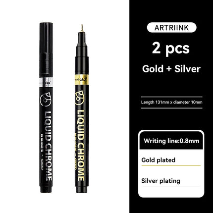 1-6pcs Chrome Pen Marker Mirror Waterproof DIY Reflective Paint Repair for Rock Ceramic Glass Metallic Gold/Silver 0.8/1/2mm Nib