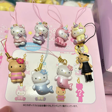 Sanrio Hello Kitty Blind Box Toys Cute MIni Black Skinned Long Legs Unicorn Mermaid Kt Cat Doll Pendant Toys Collect Ornaments