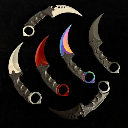 10styles Cs Karambit Metal Model with Plastic Sheath Game Peripheals Colorful Claw Knives Outdoor Training Props Safety Toys Boy