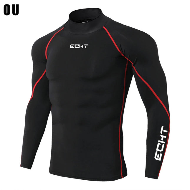 Men's Workout Compression Shirt Turtleneck Long Sleeve Rash Guard Gym Base Layer Athletic Undershirt Gear Sports Shirt