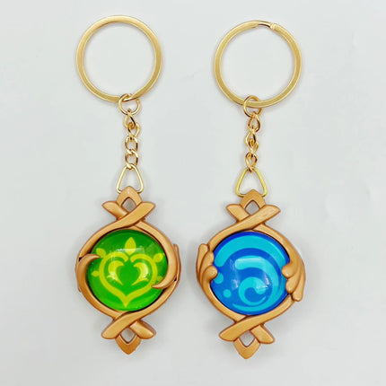 Game Impact Vision Fontaine Water God Focalors Lyney and Lynette Keychain Luminous 7 Element Eye Of Original God Toy KeyRing