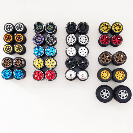 20 Sets 1/64 Wheels Rubber Tires Diameter 9.8mm 11mm 14mm 17mm for Matchbox/Domeka/HW 1:64 Diecast Alloy Car Models