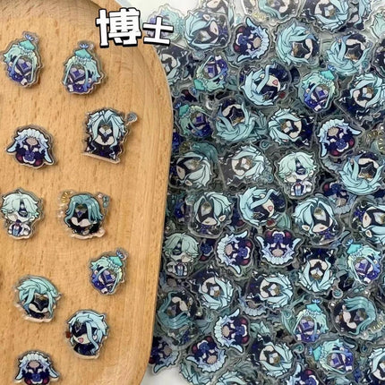 Game Impact Focalors Forina 20Pcs 2cm Patch Keychain Hair Tie Refrigerator Sticker Phone Case DIY Accessories Acrylic Sheets