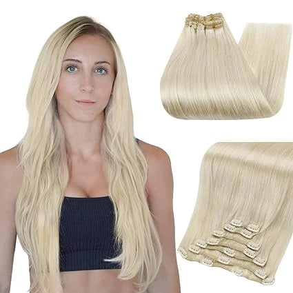 Full Shine Clip in Hair Extensions Human Hair Balayage Color Double Drawn Large Weight 150G Thicker Brazilian 100% Human Hair