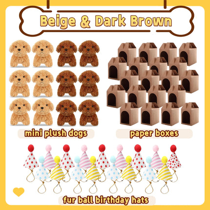 6-20Set Mini Plush Puppy Stuffed Dogs Adopt A Pet Dog Set with Paper Boxes Animals Bulk for Birthday Animal Theme Party Favors