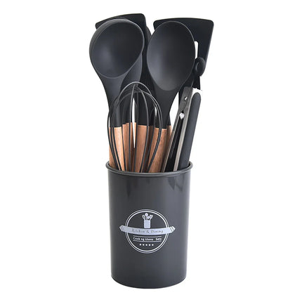12Pcs Silicone Cooking Utensils Set For Non-stick Cookware Black Kitchen Cuisine Outils Cookware Heat Resistant Accessoires