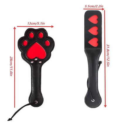 Leather 3D Cat Paw Heart Spanking Adult Couple Play Toys Punishment Training Whip Spank Beat Toys
