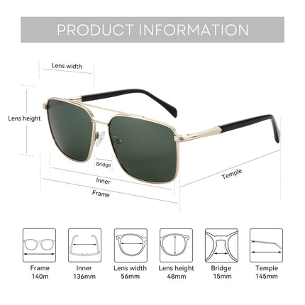 BLUEMOKY L Size Fashion Metal Aviator Prescription Sunglasses Men Progressive UV400 Polarized Myopia Sunglasses Man