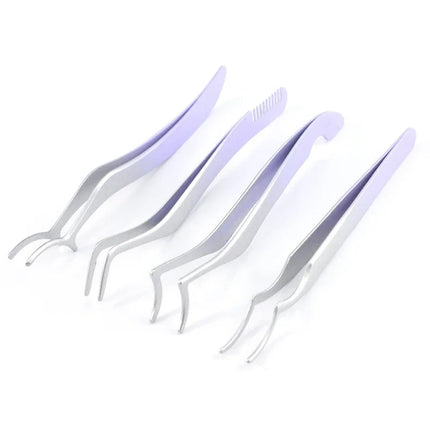 1/4 Gradient Eyelash Comb Tweezers Stainless Steel Anti-Static Non-Magnetic Professional Lashes Extension Tweezers Makeup Tools