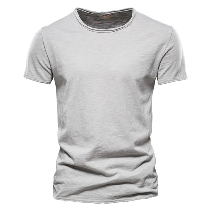 Brand Quality 100% Cotton Men's T-shirt V-neck Fashion Design Slim Fit Solid T-shirts Male Tops Tees Short Sleeve T-Shirt For Men