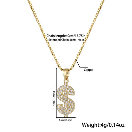 Trendy Stainless Steel Copper Thick Dollar Symbol Pendant Necklace for Women Versatile Fashionable Jewelry Accessory