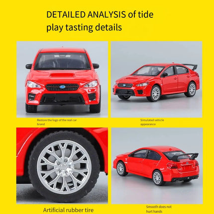 1/43 Scale Subaru WRX  Alloy  Diecast Sports Car Model Miniature Premium  Free Wheels Metal Collect Gift Kid Toys Decoration Col
