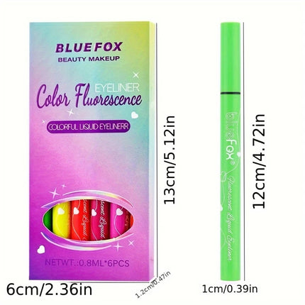 6pc Matte Eyeliner Stick Pack,Fluorescent Eyeliner Pencil Set,Waterproof Vibrant Color Glow Neon Makeup Pens for Bold Eye Makeup