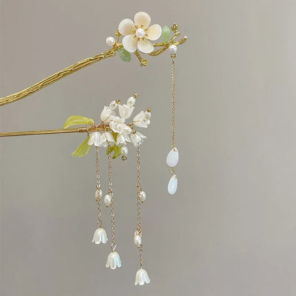 Charm Metal Hairpins Retro Antique Tassel Phoenix Student Pearl Rhinestone Butterfly Hair Stick Jewelry Wedding Hair Accessories