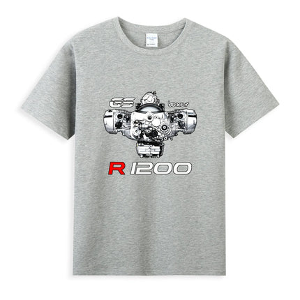 Hot Sale Summer 100% Cotton Black BMW Boxer Engine Motorcycles  CT Shirt Men Short Sleeves Tee Hip Hop Streetwear T-shirt