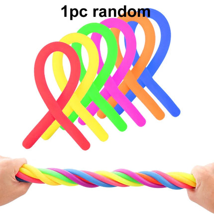 1-6PCS Funny Unicorn Pull Worm Noodle Fidget Toys Stretch String TPR Rope Anti Stress Toys String Stress Relief Autism Vent Toy