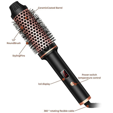 TINSOL 3-in-1 Ion Curling and Straightening Iron Professional Curling Wand Heated Styling Comb Heat-Resistant Comb