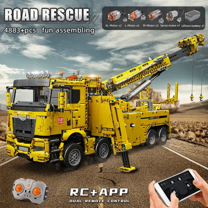 4886pcs Road Rescue Vehicle Building Block Set APP Red White Construction Heavy Truck Toy for Child Boy DIY Christmas Gift